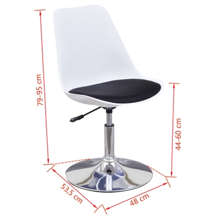 Swivel Dining Chairs 2 pcs White and Black Faux Leather - Image 6