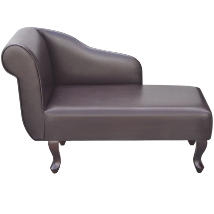 Chaise Longue Brown Faux Leather - Image 3