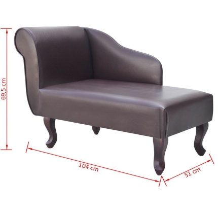 Chaise Longue Brown Faux Leather - Image 5