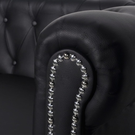 Chesterfield 2-Seater Artificial Leather Black - Image 2