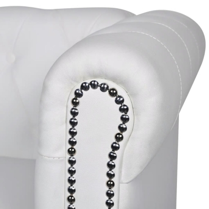 Chesterfield 2-Seater Artificial Leather White - Image 4