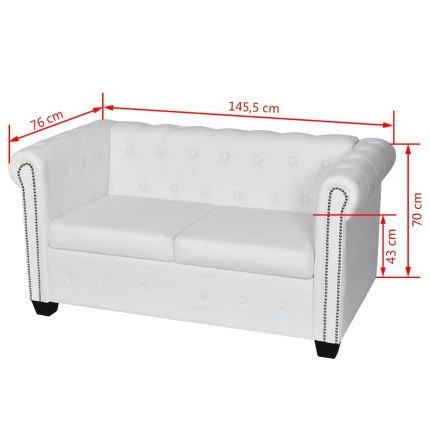 Chesterfield 2-Seater Artificial Leather White - Image 5