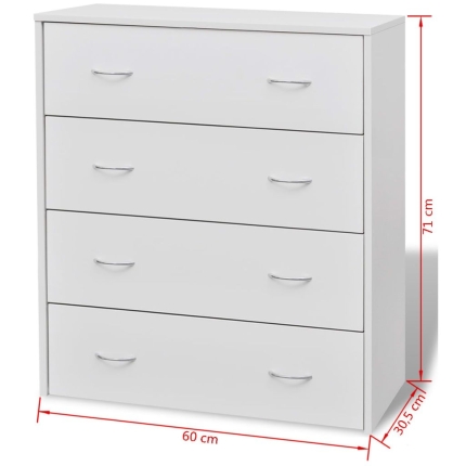 Sideboard with 4 Drawers 60x30.5x71 cm White - Image 6