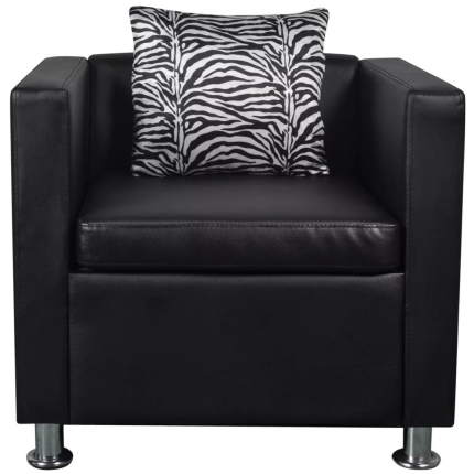 Sofa Set Artificial Leather 3-Seater 2-Seater Armchair Black - Image 11