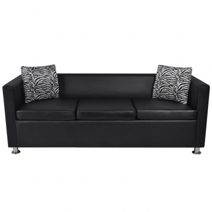 Sofa Set Artificial Leather 3-Seater 2-Seater Armchair Black - Image 5