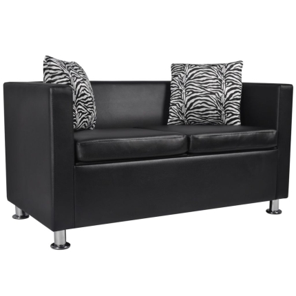 Sofa Set Artificial Leather 3-Seater 2-Seater Armchair Black - Image 8