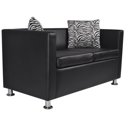 Sofa Set Artificial Leather 3-Seater 2-Seater Armchair Black - Image 9