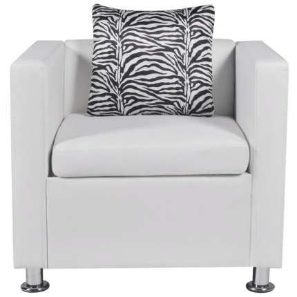 Sofa Set Artificial Leather 3-Seater 2-Seater Armchair White - Image 11