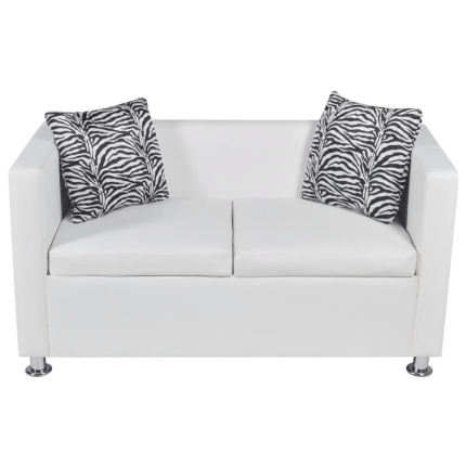 Sofa Set Artificial Leather 3-Seater 2-Seater Armchair White - Image 7