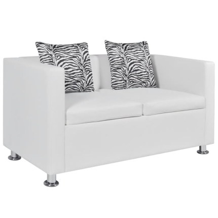 Sofa Set Artificial Leather 3-Seater 2-Seater Armchair White - Image 9