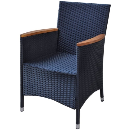 13 Piece Outdoor Dining Set with Cushions Poly Rattan Black - Image 5
