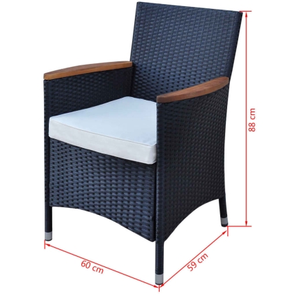 13 Piece Outdoor Dining Set with Cushions Poly Rattan Black - Image 6