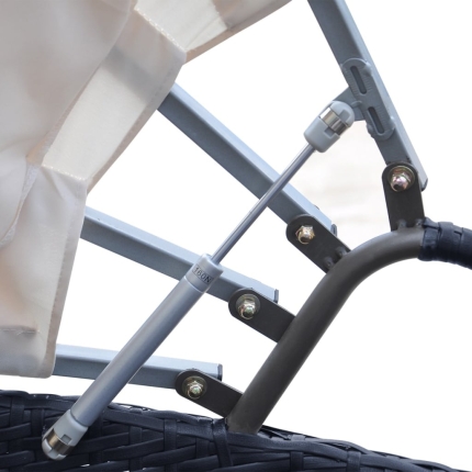Outdoor Lounge Bed with Canopy Poly Rattan Black - Image 4