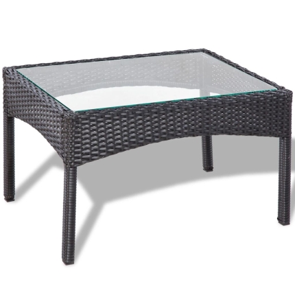 4 Piece Garden lounge Set with Cushions Poly Rattan Black - Image 3