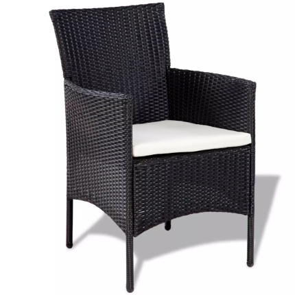 4 Piece Garden lounge Set with Cushions Poly Rattan Black - Image 4