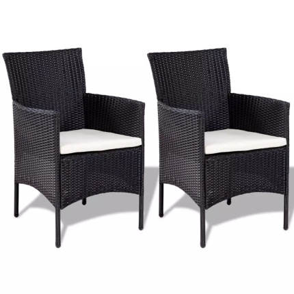 4 Piece Garden lounge Set with Cushions Poly Rattan Black - Image 5
