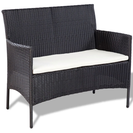 4 Piece Garden lounge Set with Cushions Poly Rattan Black - Image 6