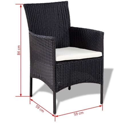 4 Piece Garden lounge Set with Cushions Poly Rattan Black - Image 8