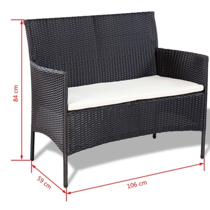 4 Piece Garden lounge Set with Cushions Poly Rattan Black - Image 9