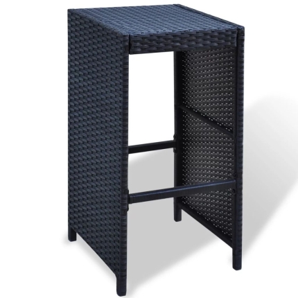 7 Piece Garden Bar Set with Cushions Poly Rattan Black - Image 7
