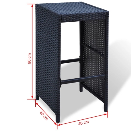 7 Piece Garden Bar Set with Cushions Poly Rattan Black - Image 8
