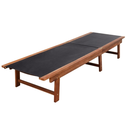 Sun Lounger Solid Acacia Wood and Textilene - Image 2