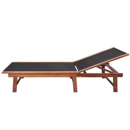 Sun Lounger Solid Acacia Wood and Textilene - Image 3