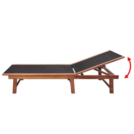 Sun Lounger Solid Acacia Wood and Textilene - Image 4