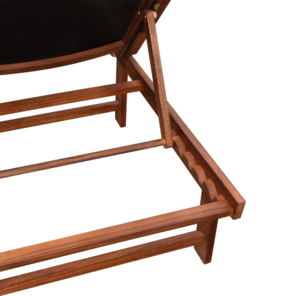 Sun Lounger Solid Acacia Wood and Textilene - Image 5
