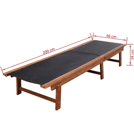 Sun Lounger Solid Acacia Wood and Textilene - Image 6
