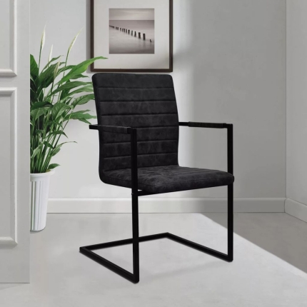 Dining Chairs 4 pcs Black Faux Leather - Image 2
