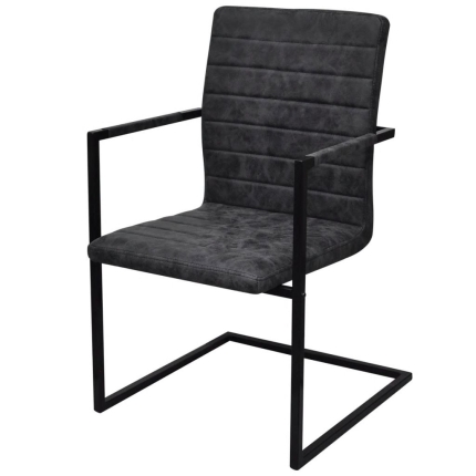 Dining Chairs 4 pcs Black Faux Leather - Image 3