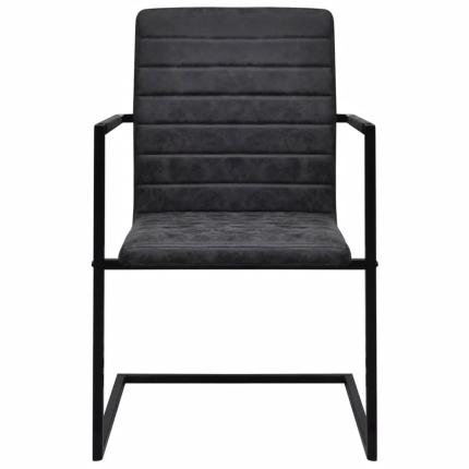Dining Chairs 4 pcs Black Faux Leather - Image 4