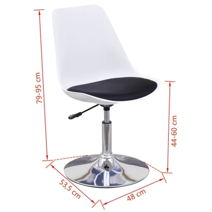 Swivel Dining Chairs 6 pcs White and Black Faux Leather - Image 6