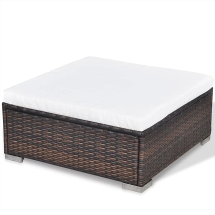 6 Piece Garden Lounge Set with Cushions Poly Rattan Brown - Image 11