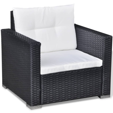 6 Piece Garden Lounge Set with Cushions Poly Rattan Black - Image 8