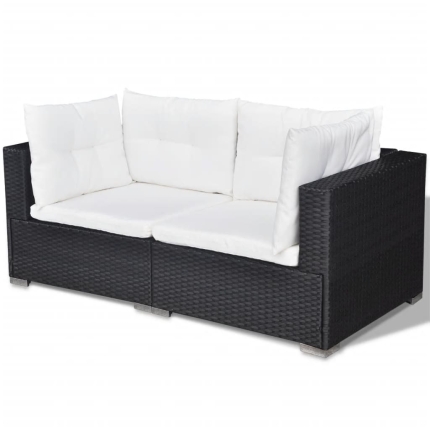 6 Piece Garden Lounge Set with Cushions Poly Rattan Black - Image 9