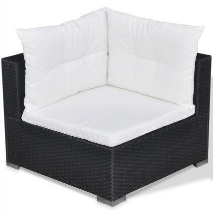 6 Piece Garden Lounge Set with Cushions Poly Rattan Black - Image 10