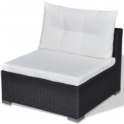 6 Piece Garden Lounge Set with Cushions Poly Rattan Black - Image 11