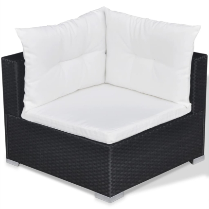 10 Piece Garden Lounge Set with Cushions Poly Rattan Black - Image 7