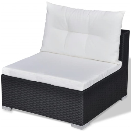 10 Piece Garden Lounge Set with Cushions Poly Rattan Black - Image 8