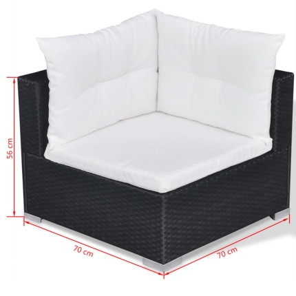 10 Piece Garden Lounge Set with Cushions Poly Rattan Black - Image 11