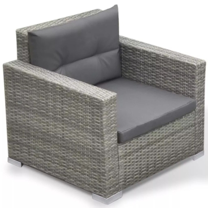 6 Piece Garden Lounge Set with Cushions Poly Rattan Grey - Image 6