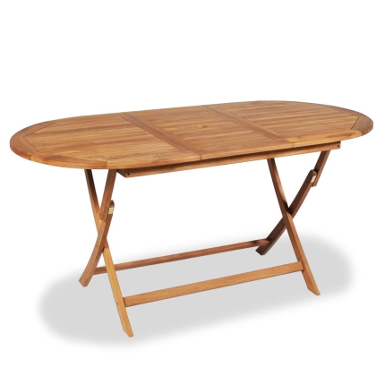 7 Piece Folding Outdoor Dining Set Solid Teak Wood - Image 3