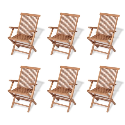 7 Piece Folding Outdoor Dining Set Solid Teak Wood - Image 5
