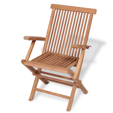 7 Piece Folding Outdoor Dining Set Solid Teak Wood - Image 6
