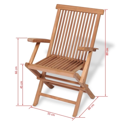 7 Piece Folding Outdoor Dining Set Solid Teak Wood - Image 8