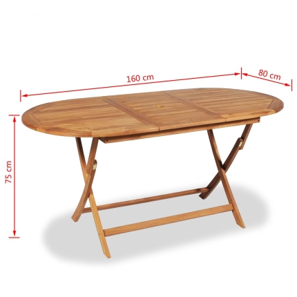 7 Piece Folding Outdoor Dining Set Solid Teak Wood - Image 9