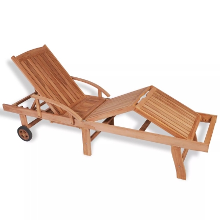 Sun Lounger Solid Teak Wood - Image 2