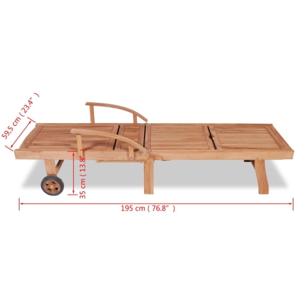 Sun Lounger Solid Teak Wood - Image 11